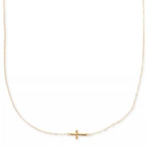 Sideways Cross Necklace 10K Gold